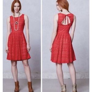 Anthropologie Sunstream Eyelet red dress